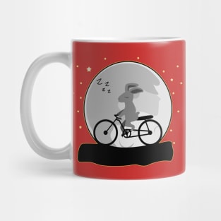 Cute Rabbit Sleeping and Cycling at Night With Moon Mug